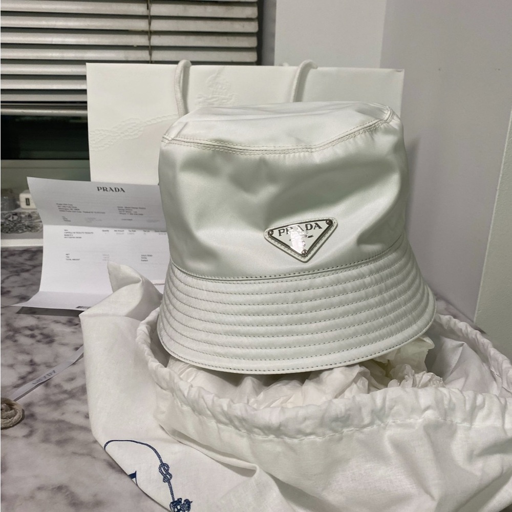Prada Re-Nylon White bucket hat